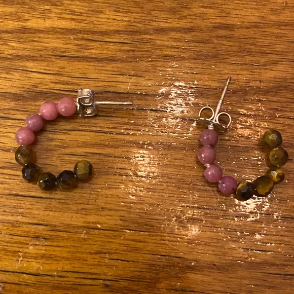 Chan Luu Small Hoops Tiger Eye & Rose Quartz 1/2" - Picture 7 of 7